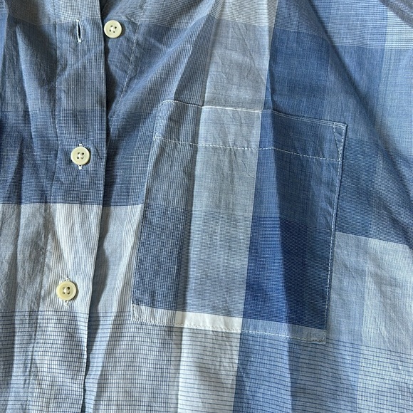 Old Navy Blue and White Boyfriend Flannel Button Up Shirt Long Sleeve - Picture 3 of 6